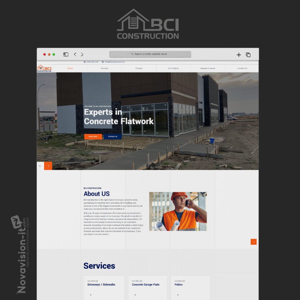 CRÉATION DU SITE internet POUR BCI CONSTRUCTION CANADA